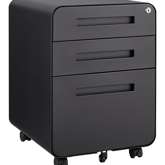 Lockable 3-Drawer Mobile File Cabinet with Removable Tray/Organized Office Storage