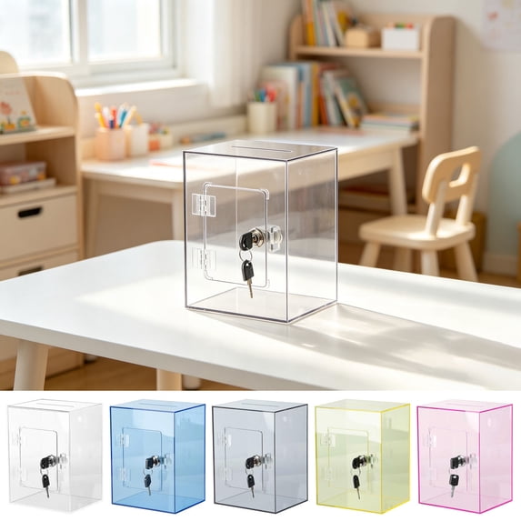 Lockable Acrylic Money Storage Box,Transparent Rectangular Savings ...