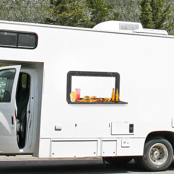 Lockable Aluminum Alloy Table, 27.95in Wide 15mm Thick Desktop, Motorhome Travel Essential