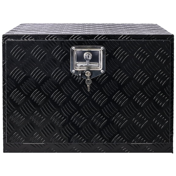 Lockable Aluminum RV Underbody Storage Box, Heavy Duty Tool Box for Truck Bed Trailer, 24 inch Outdoor Organizer with Keys