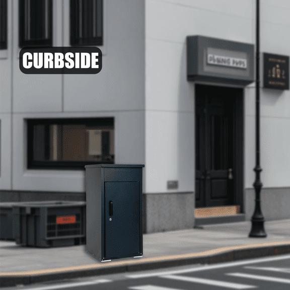 Lockable Anti-Theft Package Delivery Box Black Cold-Rolled Steel Large Mailbox for Porch House Curbside