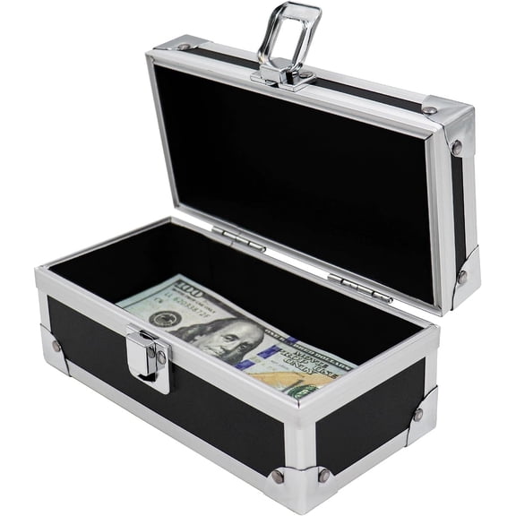 Lockable Cash Box, Aluminium Alloy Money Box for Cash, Money Holder, Cash Organizer, Single Row Currency Tray, Money Storage Box, Money Organizer for Cash