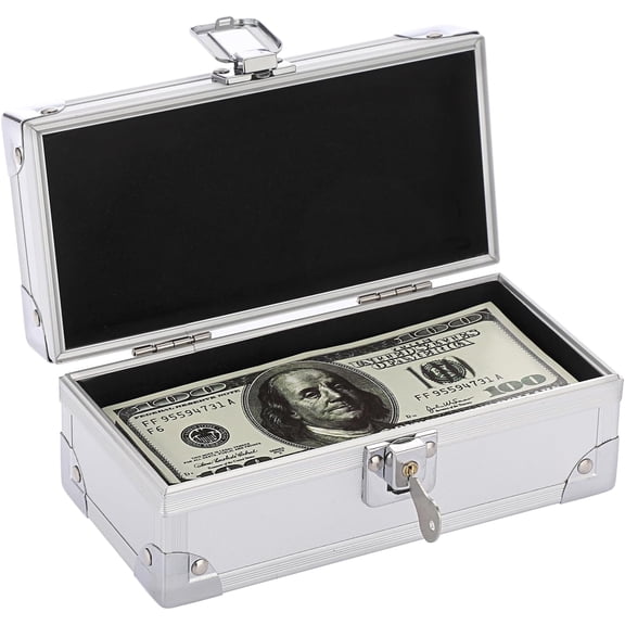 Lockable Cash Box Aluminium Alloy Money Box for Cash Money Storage Box Cash Box with Lock Single Row Currency Tray Cash Organizer Piggy Bank