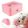 thumbnail image 1 of Lockable Cash Box Cozival Lockable Metal Cash Box with Key, Removable Tray & Money Tray, Security Savings Jar for Small Business, Home Office, Jewelry Storage, Metal Money Box with Key, Pink, 1 of 8
