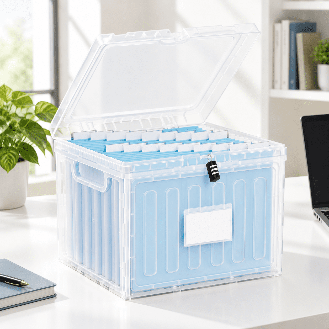 Lockable Clear Plastic File Box, 1 Pack Without Folders, for Letter ...