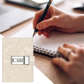 Lockable Diary Notebook With Digital Combination Lock And Thick Paper For Secure Journaling Gift - White