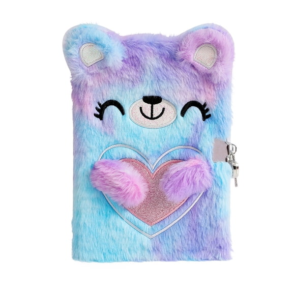 Lockable Diary with Tie Dye Purple Plush Cover A5 Combination Lock Journal for Personal Writing
