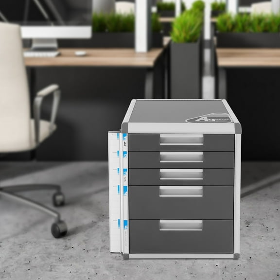 Lockable Document Storage Box with 5 Drawers for Teachers, Students, Offices, Study Rooms Store Papers and Documents, or Other Items