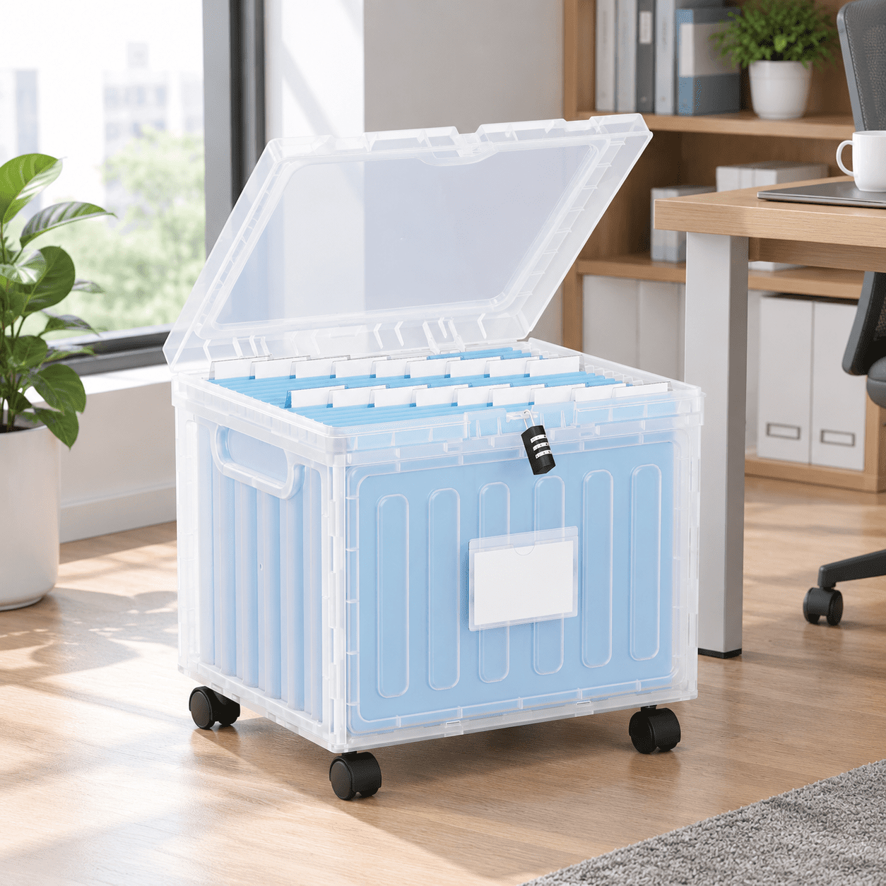 Lockable File Box With Wheels Letter-size Plastic Storlid - Walmart.com