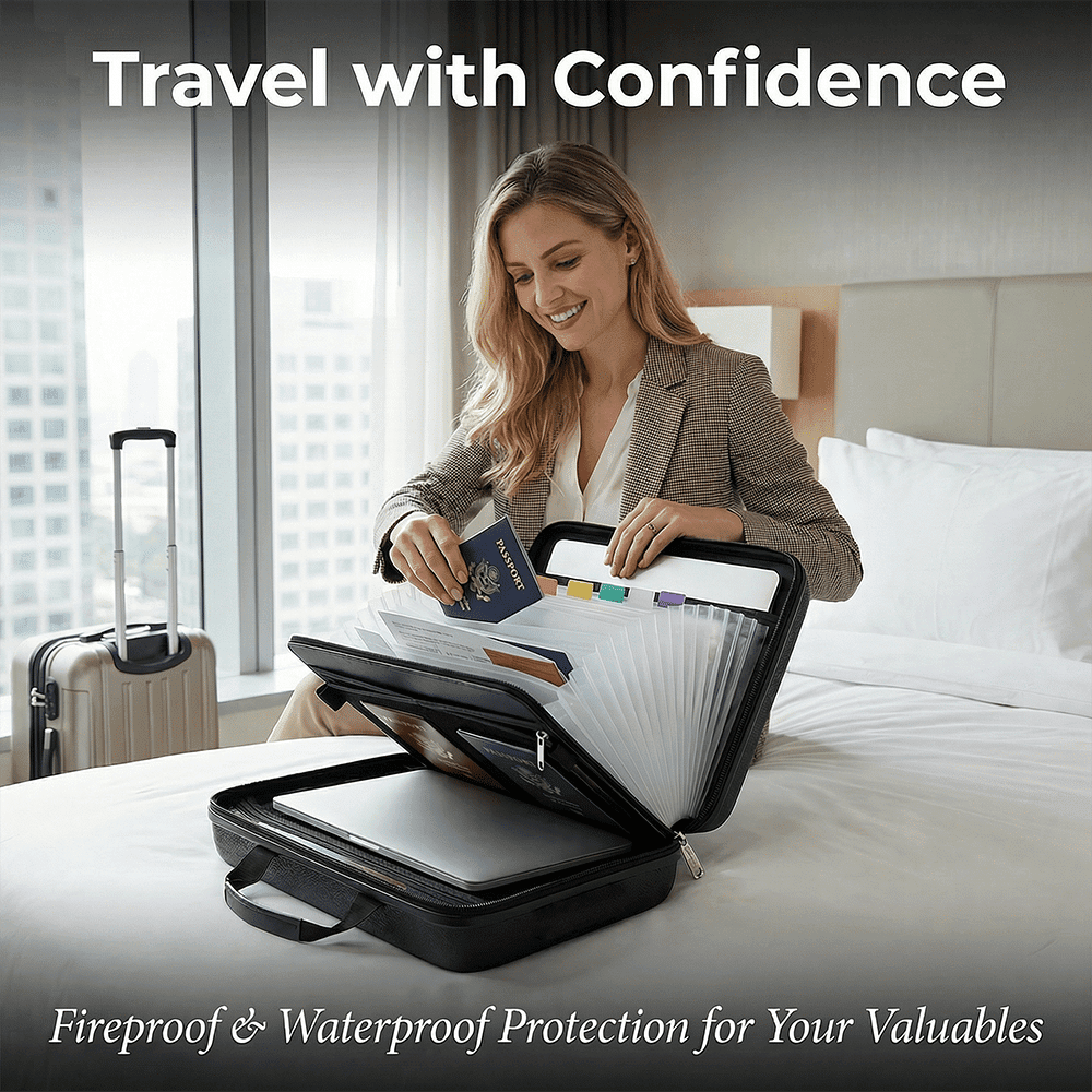 Waterproof Document Protection Lockable Fireproof Waterproof Document Organizer with Hardshell ...