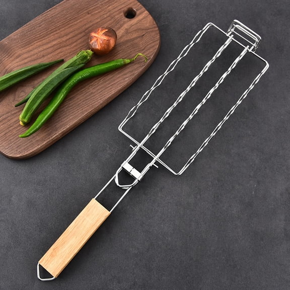 Lockable Grate BBQ Sausage Grilling Basket Portable Rack for Picnic Campfire