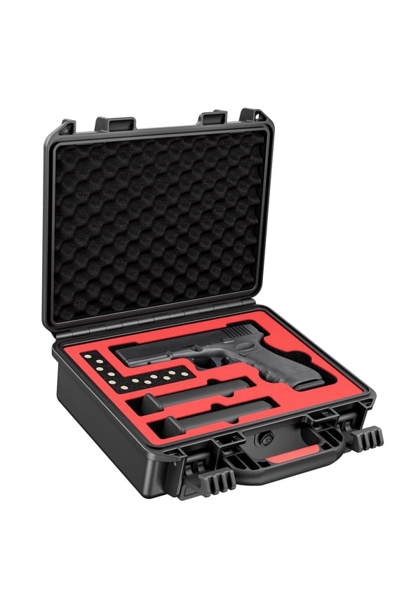 Lockable Handgun Case for Glock, TSA Gun Case for G17/G19/G20/G21/G22/G23/G31/G32/G37/G38/G43/G45, Waterproof Gun Case with Foam, Pistol Case for Transport & Storage