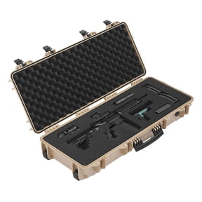 Hard Rifle Case, Lockable Rifle Case with 4 Layers Pre-cut Foams, 36 in Gun Storage with Wheels, IP67 Waterproof & Dustproof Pistol Storage Cases for Rifles, Shotguns, Airsoft Guns, Khaki