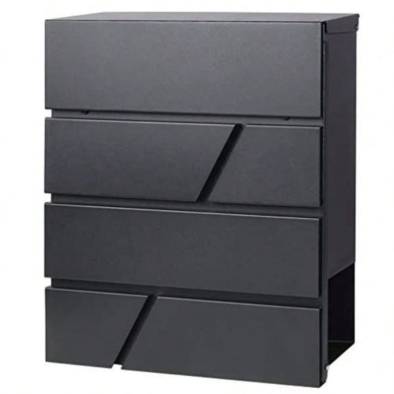Lockable Mailboxes with KeysOutdoor Wall Mounted Mail Box with Large Capacity 14 3/10" x 4 1/10" x 13" Black