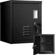 Lockable Metal Storage Cabinet with Shelf, Vertical Steel Organizer Locker for Employees, Black Side Table