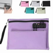 Lockable Money Bag, Coin Purse, Bank Bags with Zipper, Cash Bag, Bag with Lock and Zipper, Double Layer Handbag with Combination Lock, Leather Waterproof Lockable Case, Valuable Storagebag