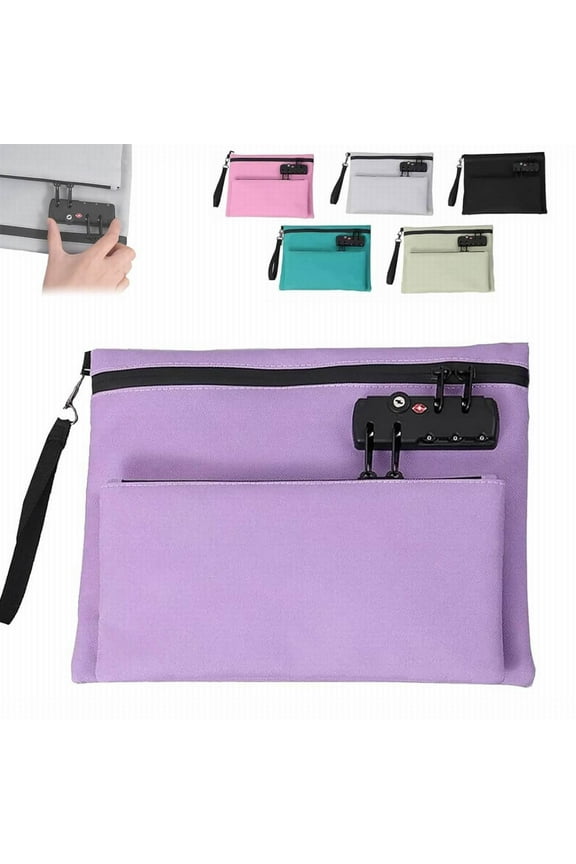 Lockable Money Bag, Coin Purse, Bank Bags with Zipper, Cash Bag, Bag with Lock and Zipper, Double Layer Handbag with Combination Lock, Leather Waterproof Lockable Case, Valuable Storagebag