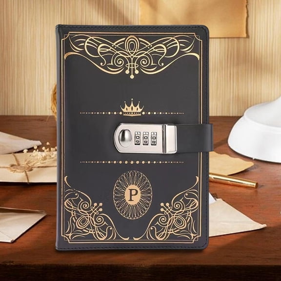 Lockable PU Leather Journal Notebook, Password Diary with Combination Lock for Adults