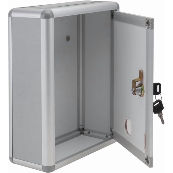 Lockable Post Mount Mailbox, Small Aluminum Alloy Suggestion Box with Lock Wall Hanging Mailbox for Home Office Company Secure Drop Box 11.02X8.26X3.74In Indoor Outdoor