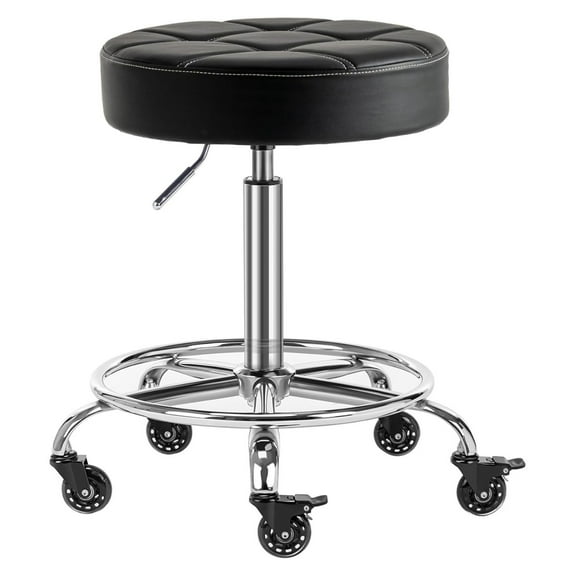 Lockable Rolling Stool Adjustable Swivel Stool with Noiseless Rubber Wheels and Foot Rest for Kitchen Medical Esthetician Studio