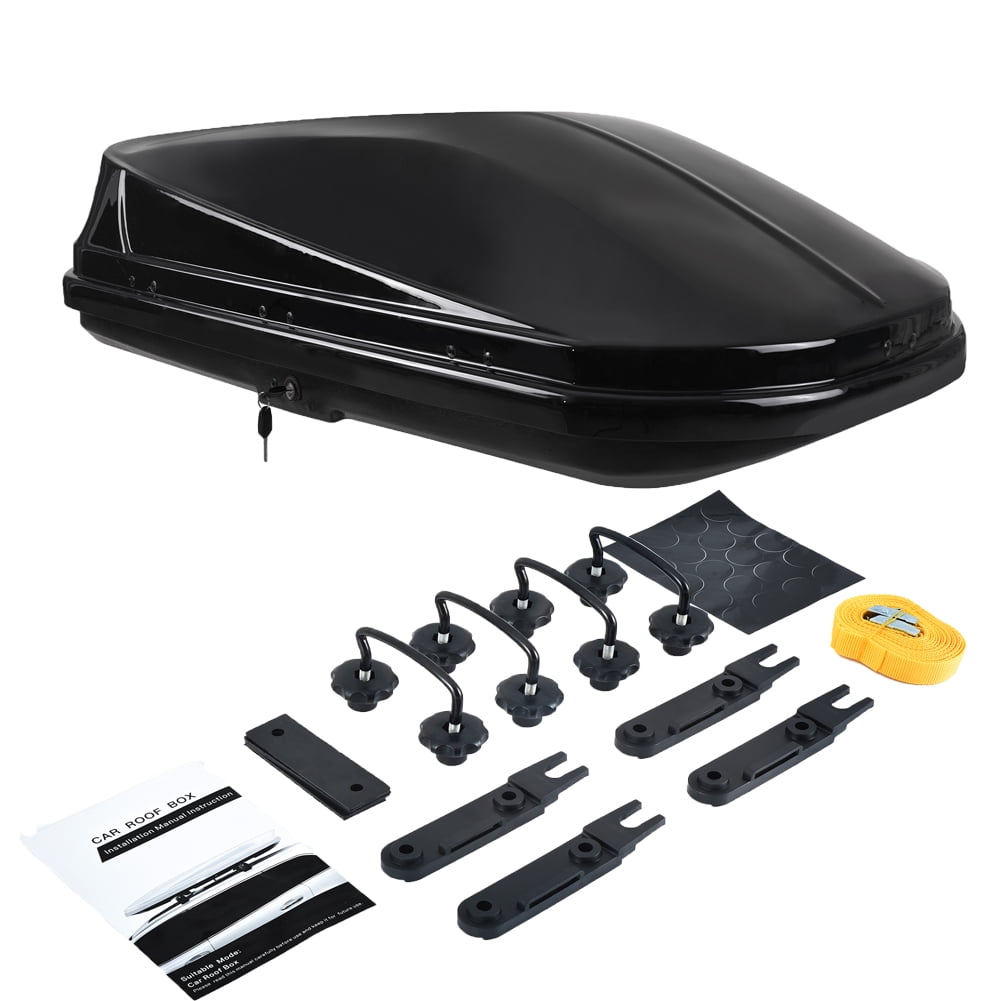 Lockable Roof Rack, 14 Cubic Foot HeavyDuty Hardshell Roof Box, Toolfree Installation Hard