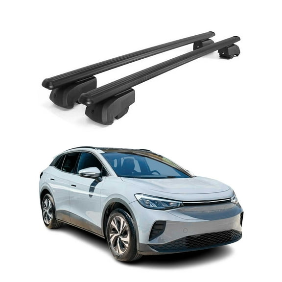 Lockable Roof Rack Cross Bars Luggage Carrier for VW ID.4 2021-2024 Black 2Pcs