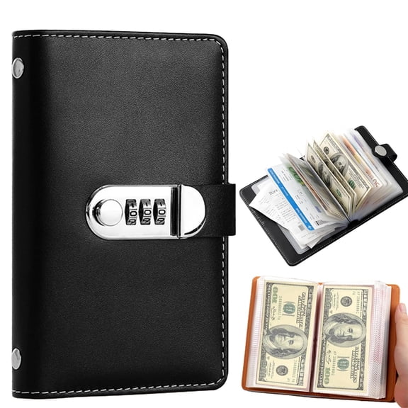 Lockable Savings Notebook, 100 Envelope Savings Challenge Book with Password Lock, Money Saving Binder with Cash Envelopes for Budget Planning
