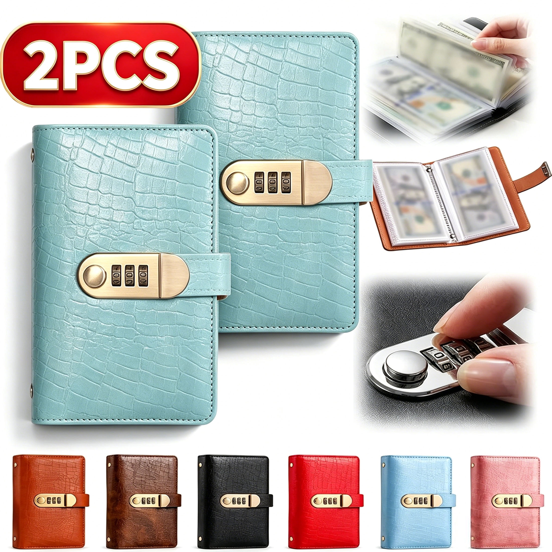 Lockable Savings Notebook, 100-Transparent-Pocket Currency Collectors ...