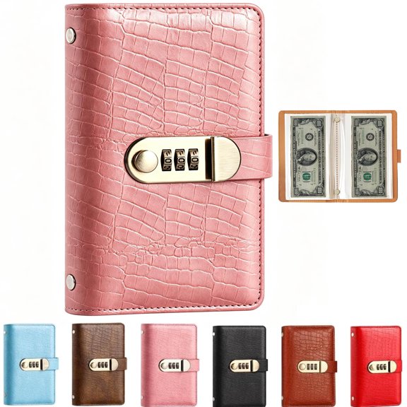 Lockable Savings Notebook, A6 Savings Notebook with Lock Money Saving Binder 100-Pocket Currency Album, Clear Double-Sided Pages, Built for Real Goals