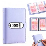 Lockable Savings Notebook, with Password Lock, Money Saving Binder Book with Cash Envelopes Successfully Reach Your Savings GoalsPurple