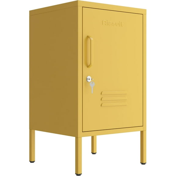 Lockable Single Door Metal Coffee Table Adjustable Easy To Assemble Living Room 2-Tier Side Table For Storing Mobile Phones And Books Children'S Bedside Table Yellow Size: 27.55”H X 13.78”W X 14.96”D