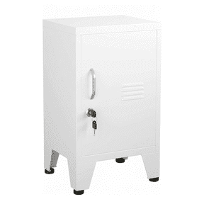 Lockable Steel Storage Locker, Single Door Office Cabinet with Adjustable Shelf, Leveling Feet, Secure Employee Locker for Work, Gym, Home Use, White