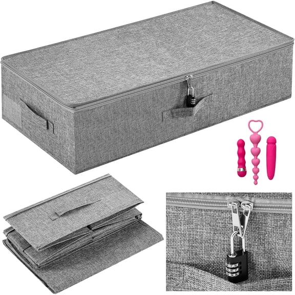Lockable Storage Bag Under Bed Storage Box Organizer with Zipper Lid Underbed Clothes Shoe Container for Dorm and Home
