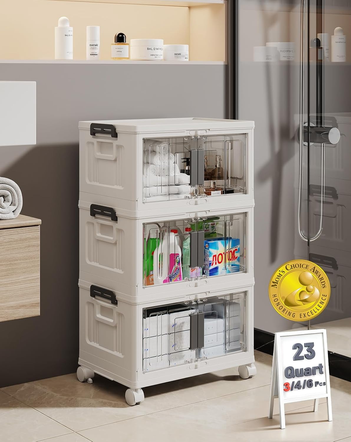 Lockable Storage Bins with Lids - Folding Storage box with Doors and ...