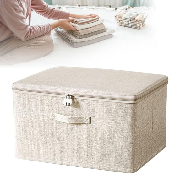 Lockable Storage Box Cozival Fabric Storage Box with Lock & Lid - Lockable Organizer for Clothes, Toys & Accessories, Durable & Secure for Bedroom, Closet & Childproof Storage, Fabric Organizer