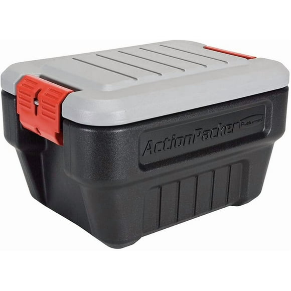 Lockable Storage Box,  Gallon, Grey and Black