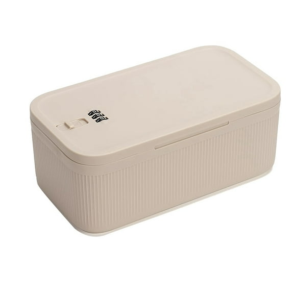 Lockable Storage Box, Locking Medicine Box, Cell Phone Locked Jail, Containers Bin for Personal Refrigerator Home Beige