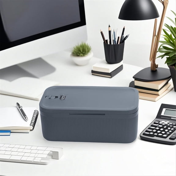 Lockable Storage Box, Locking Medicine Box, Cell Phone Locked Jail, Containers Bin for Personal Refrigerator Home Gray