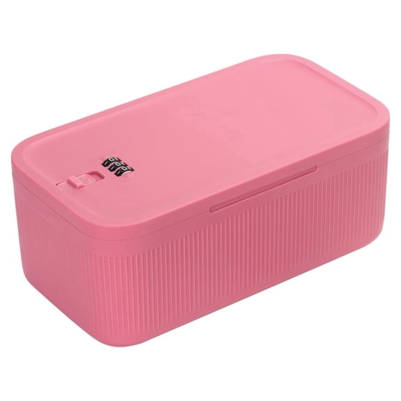 Lockable Storage Box, Locking Medicine Box, Cell Phone Locked Jail, Containers Bin for Personal Refrigerator Home Pink