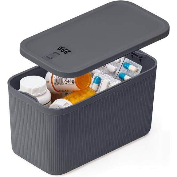 Lockable Storage Box, Locking Medicine Box, Cell Phone Locked Jail, Food Medical Lockbox, Containers Bin for Personal Refrigerator Home Office Organization Travel Farther Gift (Navy Plus)