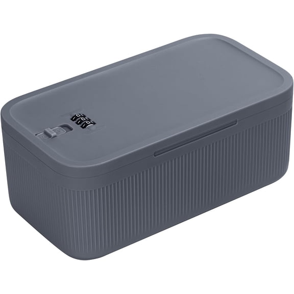 Lockable Storage Box,Medicine Lock Box Travel Case,Refrigerator Bin Container for Food,Medicines,Snacks,Locking Mobile Cell Phone Device Jail,Lockbox for Office,Home,School,Father Gift (Navy Small)