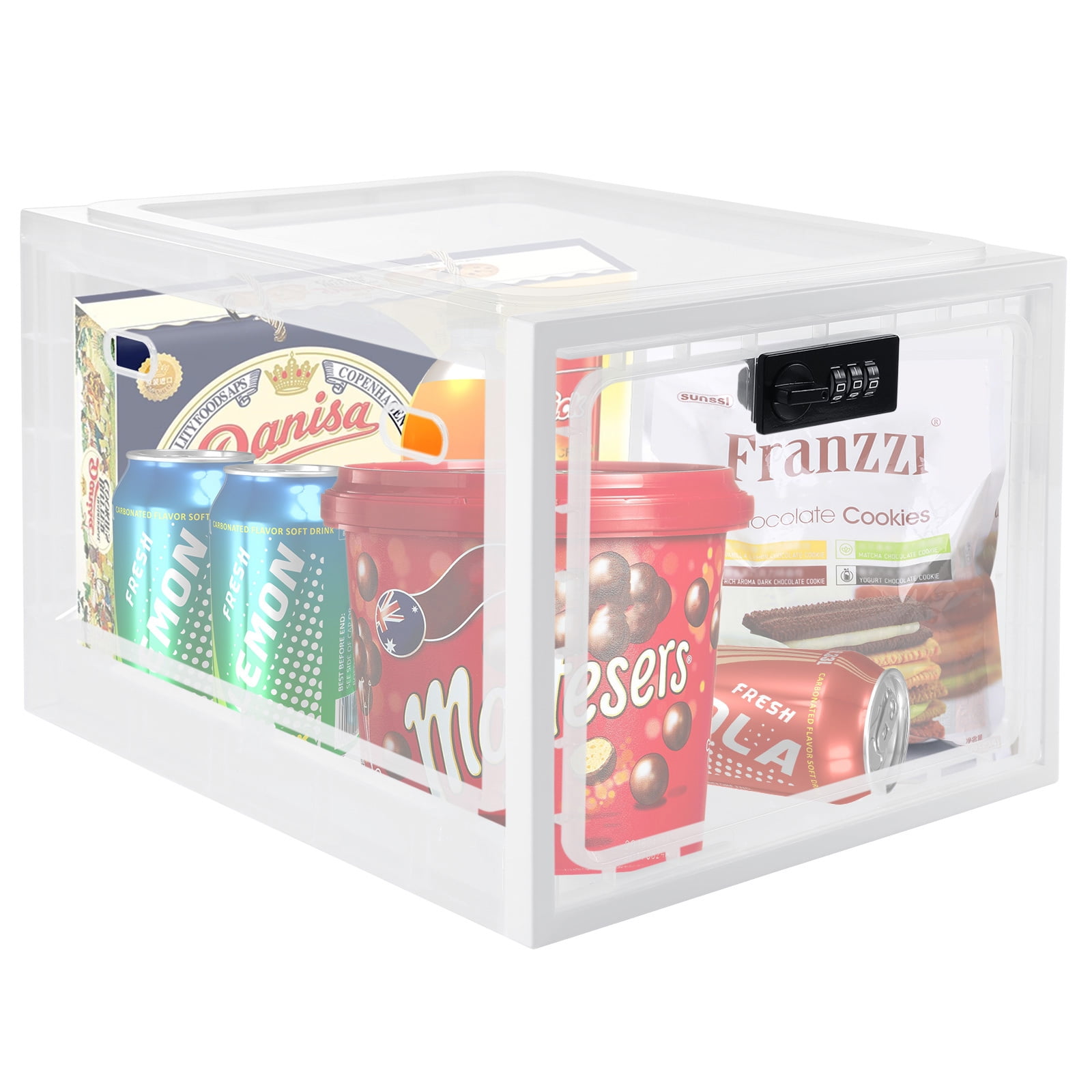 GIIYAA Clear Lockable Storage Box for Food，Tech and Home Safety, Medicine  Lock Box for Safe Medication,Lockable Storage Bin，Refrigerator Storage  Bins