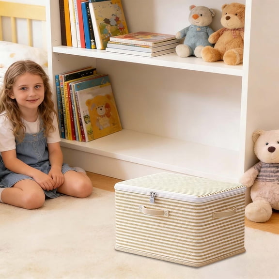 Lockable Storage Box, Organizer Bag Bins Case, Box with Lock, Boxes Storage, Lockable Box, Foldable Fabric Box with Handles, Storage Box with Lid for Clothes, Clothes Storage (12.5x9.4x7 inches)