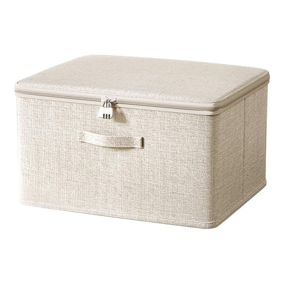 Lockable Storage Box With Lid, Fabric Organizer Box With Lock, Fabric Storage Box With Lock, For Clothes And Toys, Home Organization
