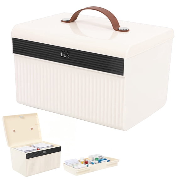 Lockable Storage Container with Combination Lock 9 Qt Lockable Storage Box with Removable Tray for Home Office, 10.83 x 8.27 x 7.09 in