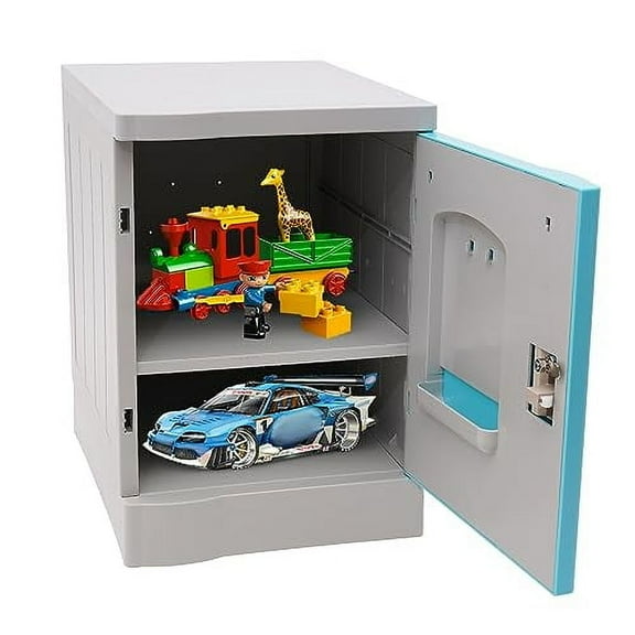 Lockable Storage Cabinet 19" with Keys, Metal Locker Footlocker Medication Lock Box for Kids, Home, School, Office or Outdoor (Blue)