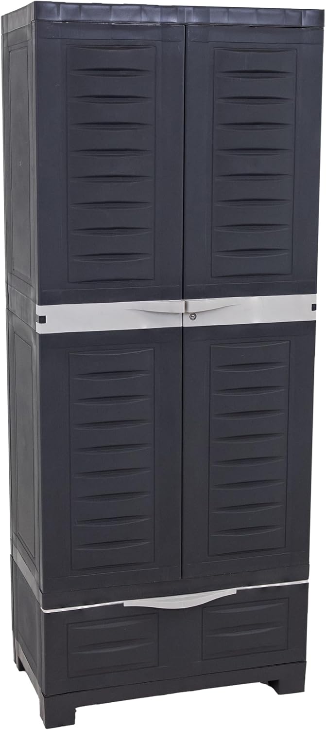 Sunnydaze Versatile Storage Cabinet with 3 Adjustable Shelves and Lockable Doors - 57.5