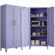 Lockable Storage Cabinet Purple Metal Locker, 61" Height 2-Door Organizer with 3 Removable Shelves & 4-Tier Storage, for Home, Entryway 61"H X 27.6"W X 13.8"D