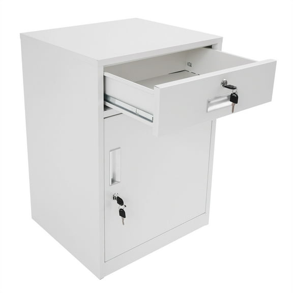 Lockable Storage Cabinet - White Under Desk Office Cabinet, Vertical File Organizer with Lock, Compact File Storage for Home, Office, and Workspace Organization