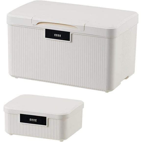 Lockable Storage Container Bin, 10 Gallon & 2.3 Gallon Security Portable Combination Lock Plastic Box, Locked Security Box Suitable for Storing Important Items and Documents (Milk White)